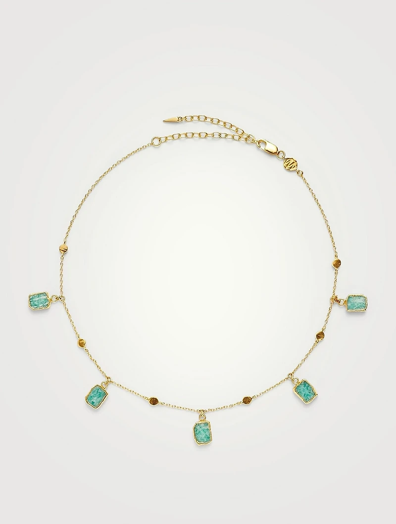 Lena Charm Choker Necklace With Amazonite