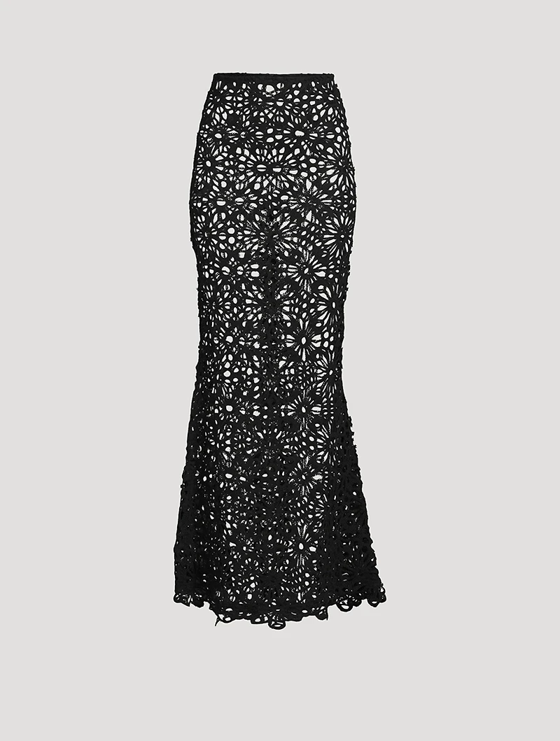 Obie Floral Crochet Bias Slip Skirt