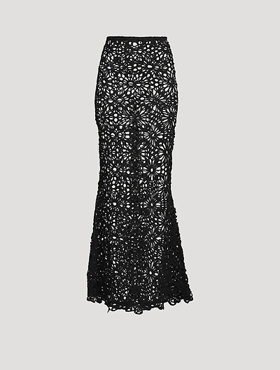 Obie Floral Crochet Bias Slip Skirt
