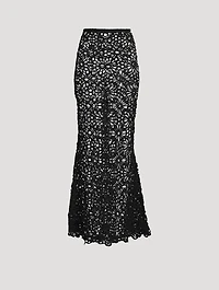 Obie Floral Crochet Bias Slip Skirt