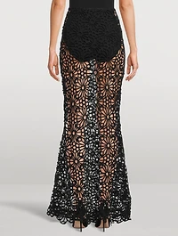 Obie Floral Crochet Bias Slip Skirt