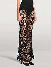 Obie Floral Crochet Bias Slip Skirt