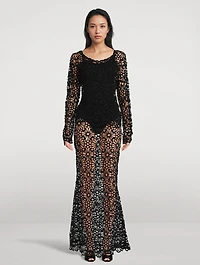 Obie Floral Crochet Bias Slip Skirt