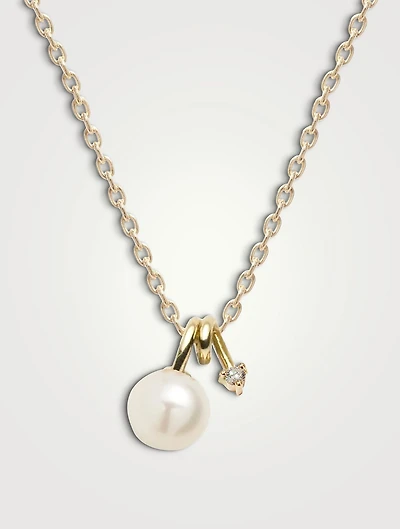 14K Gold Swirl Pendant Necklace With Diamond