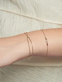 14K Gold Ruby Pearl Diamond Bracelet