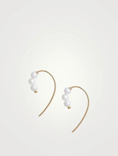 14K Gold Triple Baby Pearl Hook Earrings