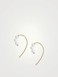 14K Gold Triple Baby Pearl Hook Earrings