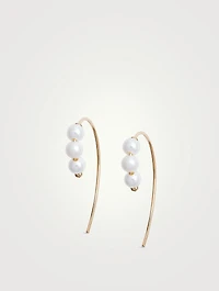 14K Gold Triple Baby Pearl Hook Earrings