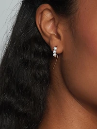 14K Gold Triple Baby Pearl Hook Earrings