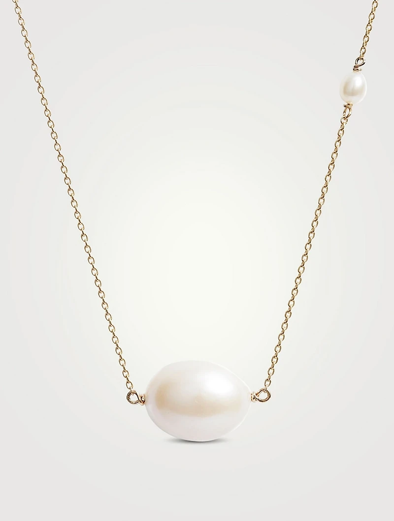 14K Gold Baroque Pearl Pendant Necklace