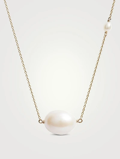 14K Gold Baroque Pearl Pendant Necklace