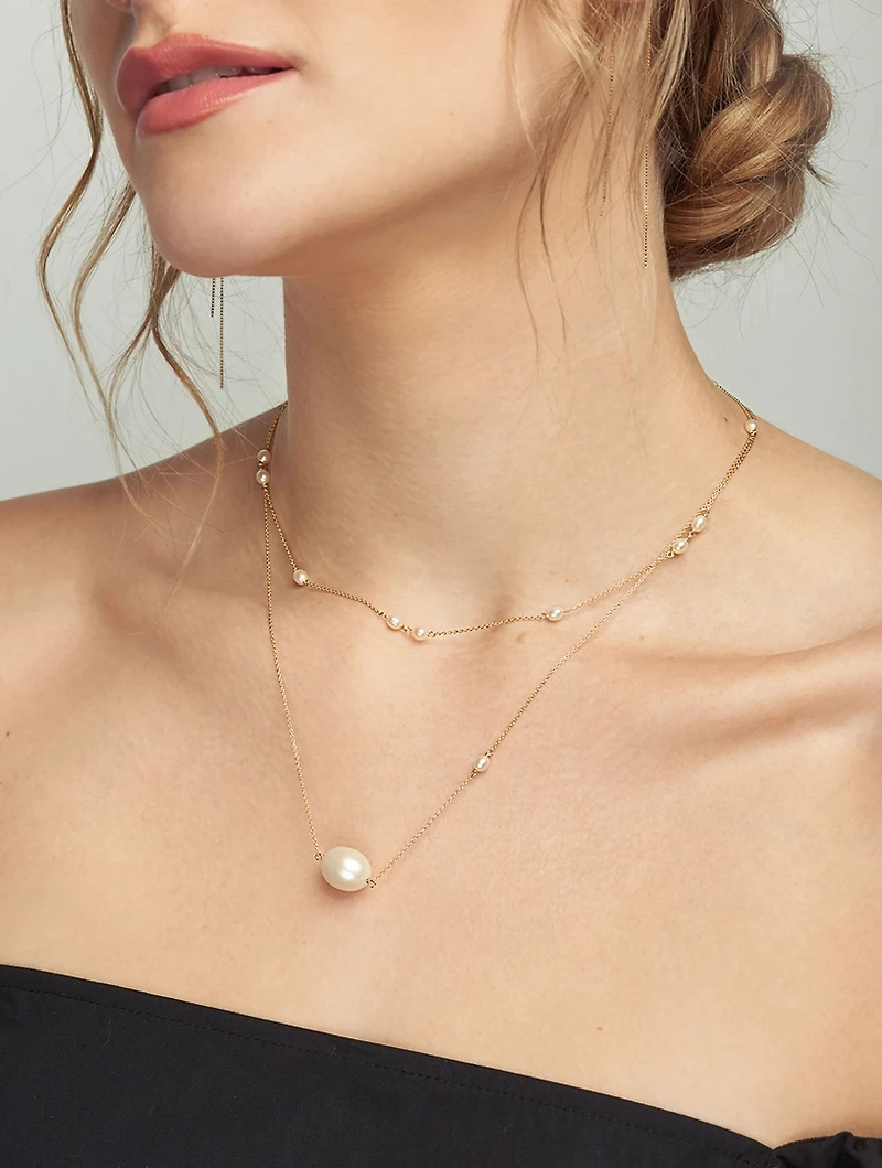 14K Gold Baroque Pearl Pendant Necklace