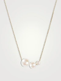 14K Gold Gradual Pearl Pendant Necklace