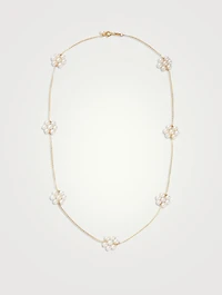 14K Gold Pearl Daisy Necklace