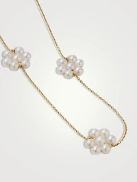 14K Gold Pearl Daisy Necklace