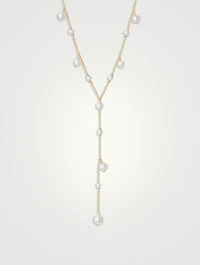 14K Gold Pearl Bubble Lariat Necklace