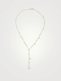 14K Gold Pearl Bubble Lariat Necklace