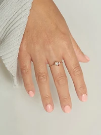 14K Gold Pearl Gemstone Cluster Ring