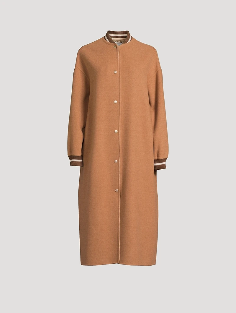 Long Wool Bomber Jacket