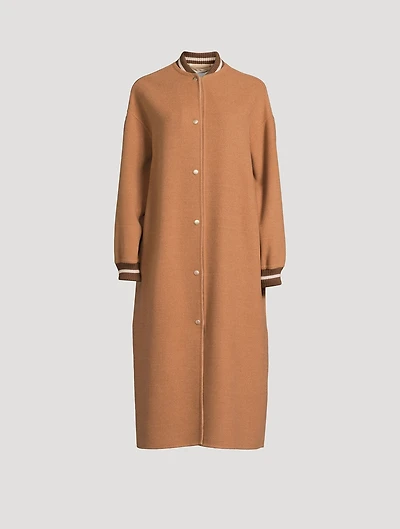 Long Wool Bomber Jacket