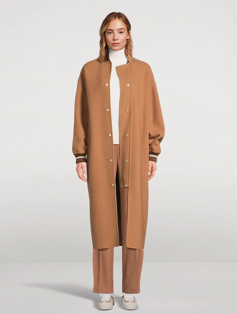 Long Wool Bomber Jacket