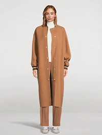 Long Wool Bomber Jacket