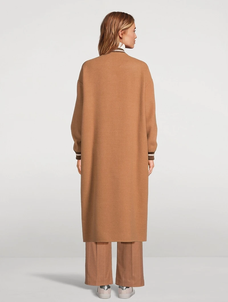 Long Wool Bomber Jacket