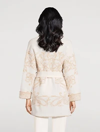 Belted Jacquard Cashmere Cardigan