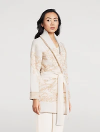 Belted Jacquard Cashmere Cardigan