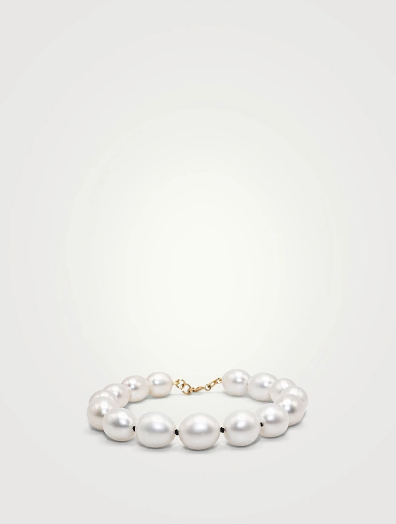 14K Gold Knotted Baroque Pearl Bracelet