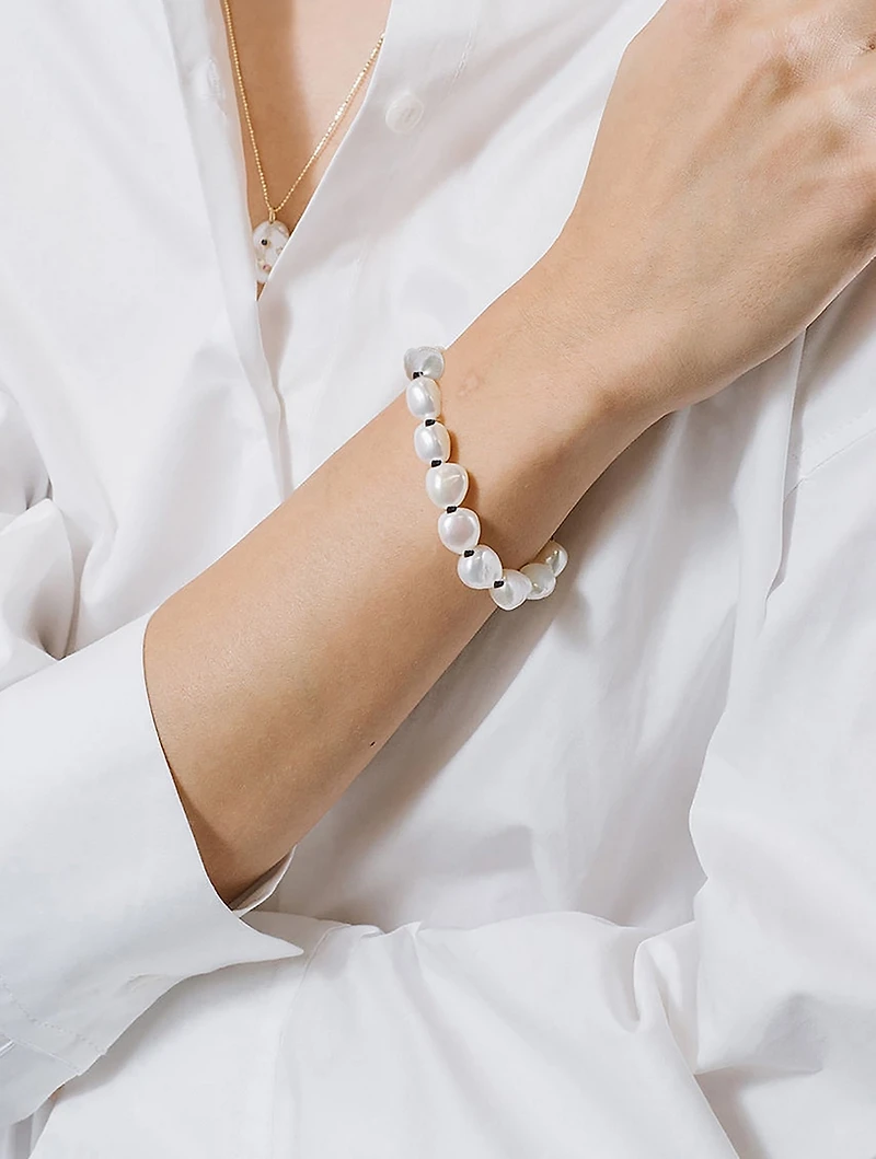 14K Gold Knotted Baroque Pearl Bracelet
