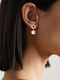 14K Gold Circle Mismatch Pearl Bubble Earrings
