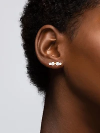 14K Gold Duo Pearl Bar Earrings