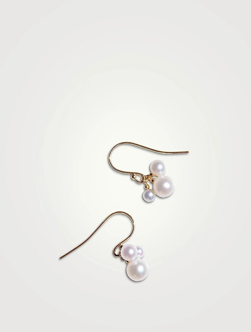 14K Gold Trio Pearl Drop Earrings