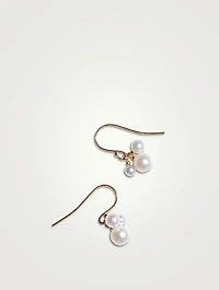 14K Gold Trio Pearl Drop Earrings