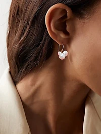 14K Gold Trio Pearl Drop Earrings