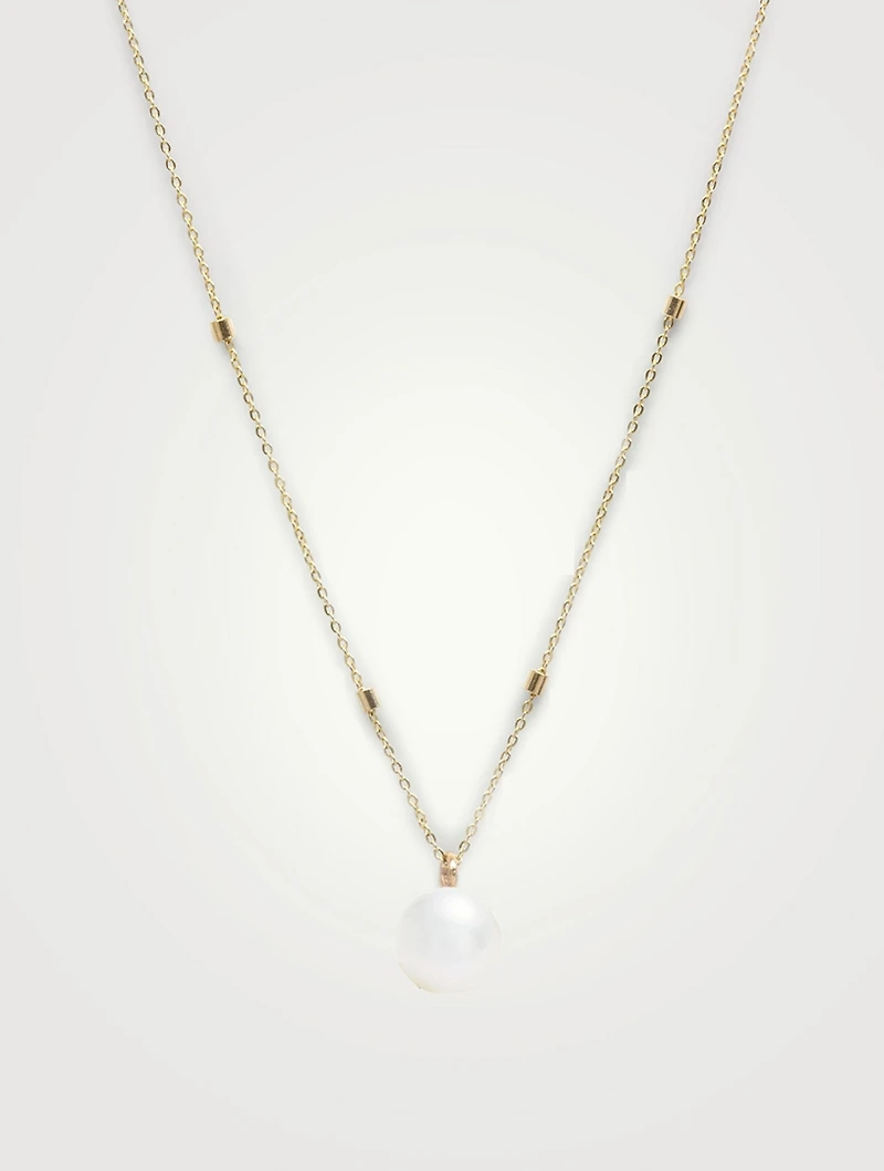 14K Gold Petite Pearl Bead Necklace