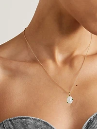 14K Gold Pearl Gem Pendant Necklace