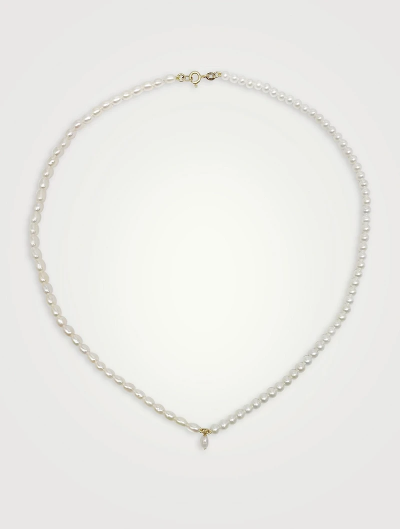 14K Gold Contrast Petite Pearl Necklace