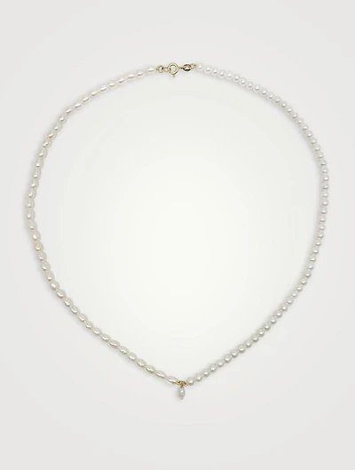 14K Gold Contrast Petite Pearl Necklace