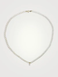 14K Gold Contrast Petite Pearl Necklace