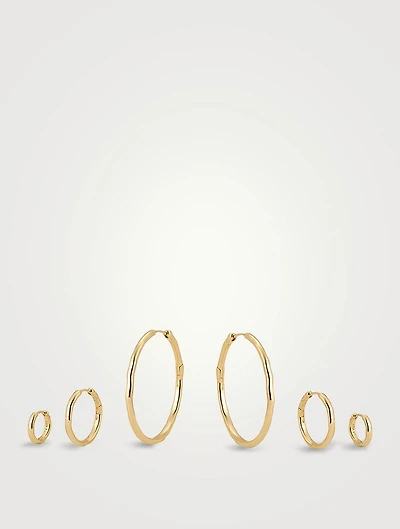 The Granada Hammered Hoop Earring Set