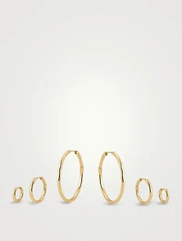 The Granada Hammered Hoop Earring Set
