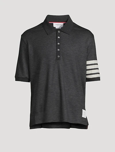 Short-Sleeve Wool Polo With 4-Bar Stripe