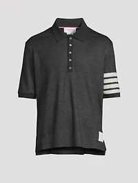 Short-Sleeve Wool Polo With 4-Bar Stripe