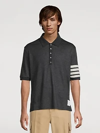 Short-Sleeve Wool Polo With 4-Bar Stripe