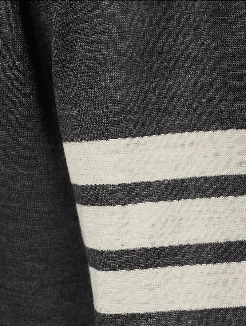 Short-Sleeve Wool Polo With 4-Bar Stripe