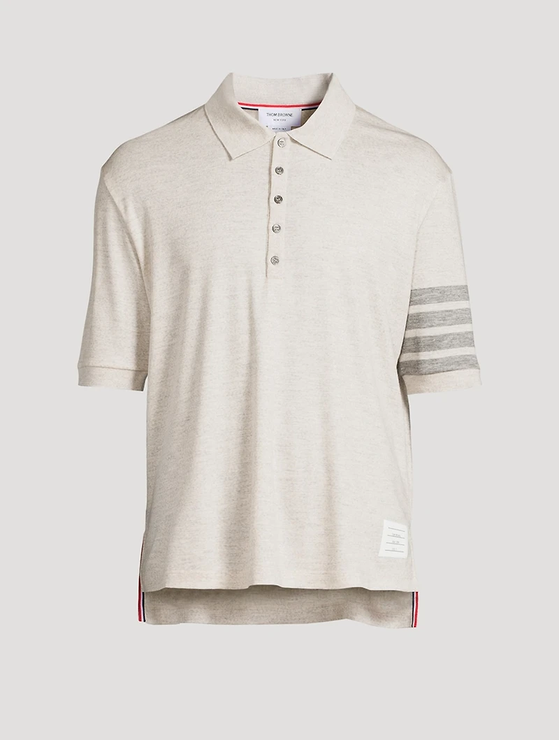 Short-Sleeve Wool Polo With 4-Bar Stripe