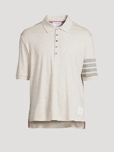 Short-Sleeve Wool Polo With 4-Bar Stripe
