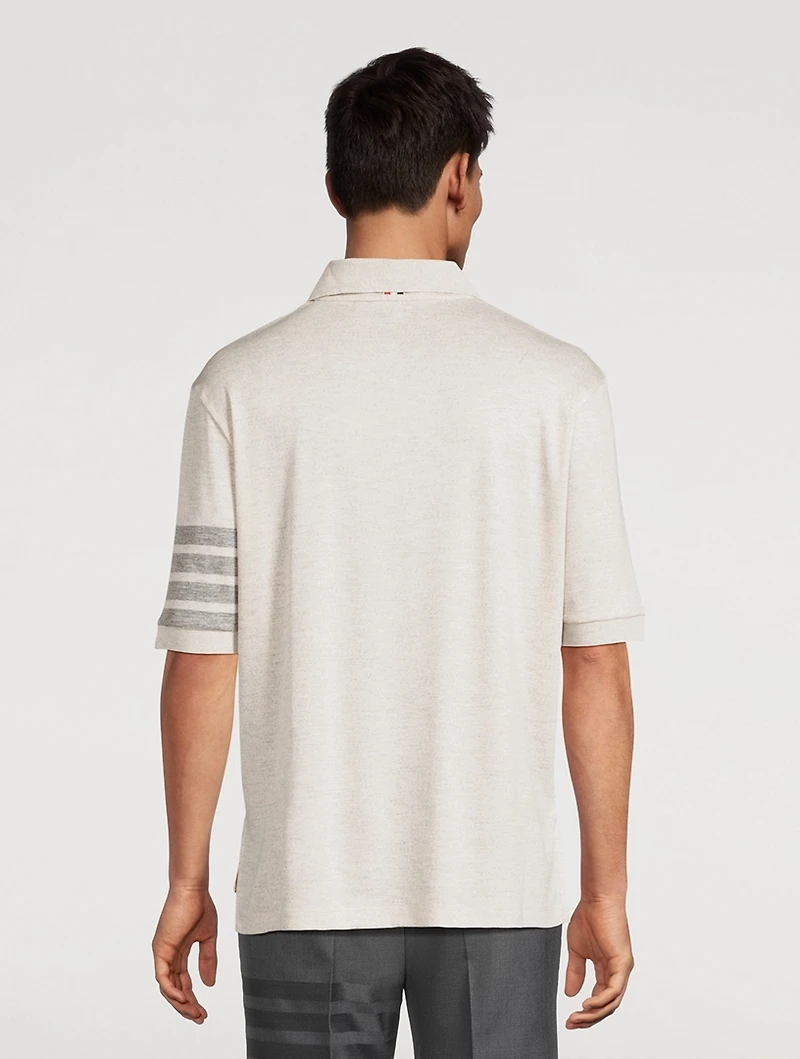 Short-Sleeve Wool Polo With 4-Bar Stripe